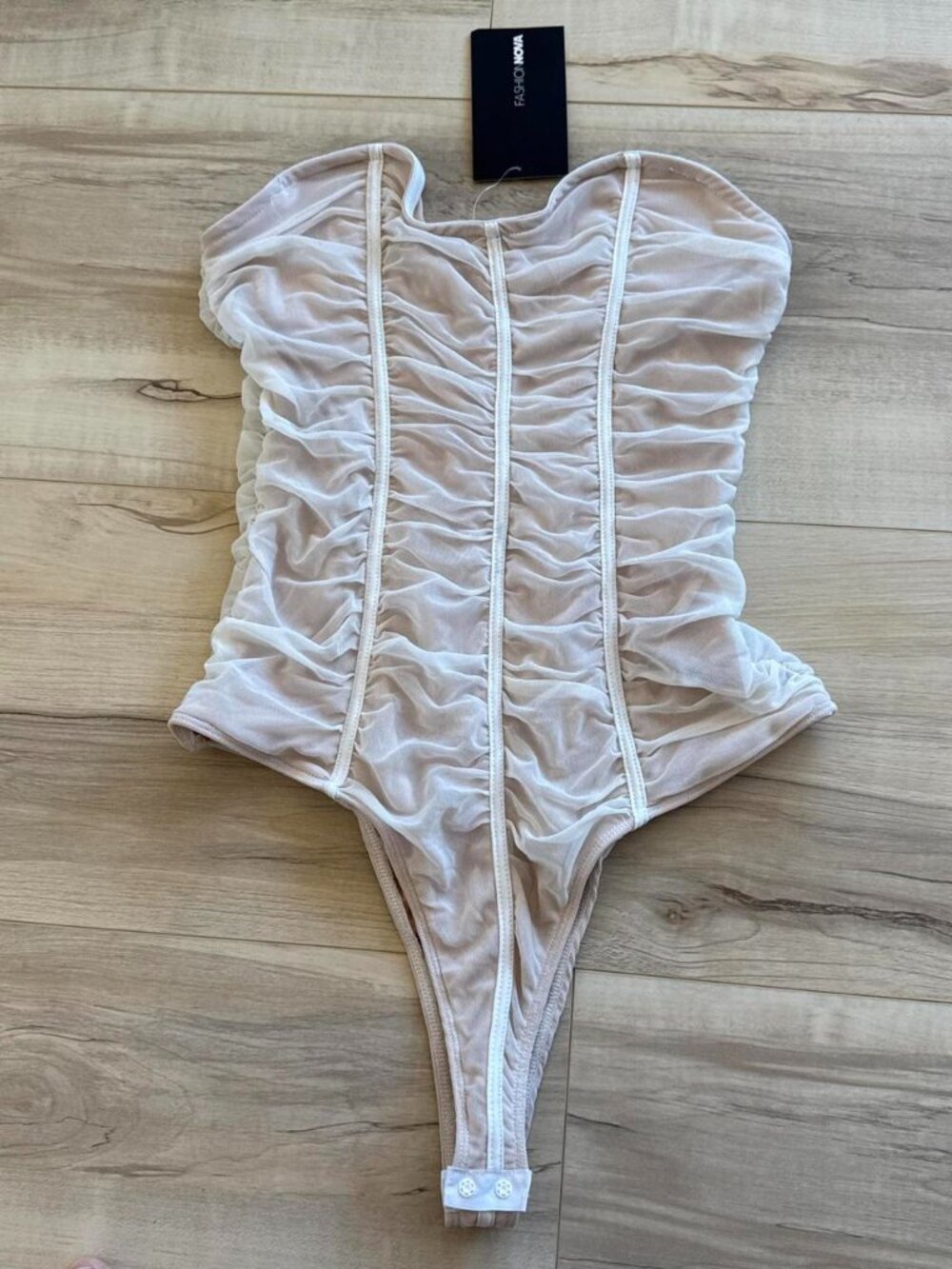 NWT Fashion Nova White ruched bodysuit